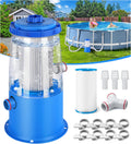 Transparent 1000 GPH Above Ground Pool Filter Pump – Easy Cartridge Status Viewing | Powerful Pool Cartridge Filter