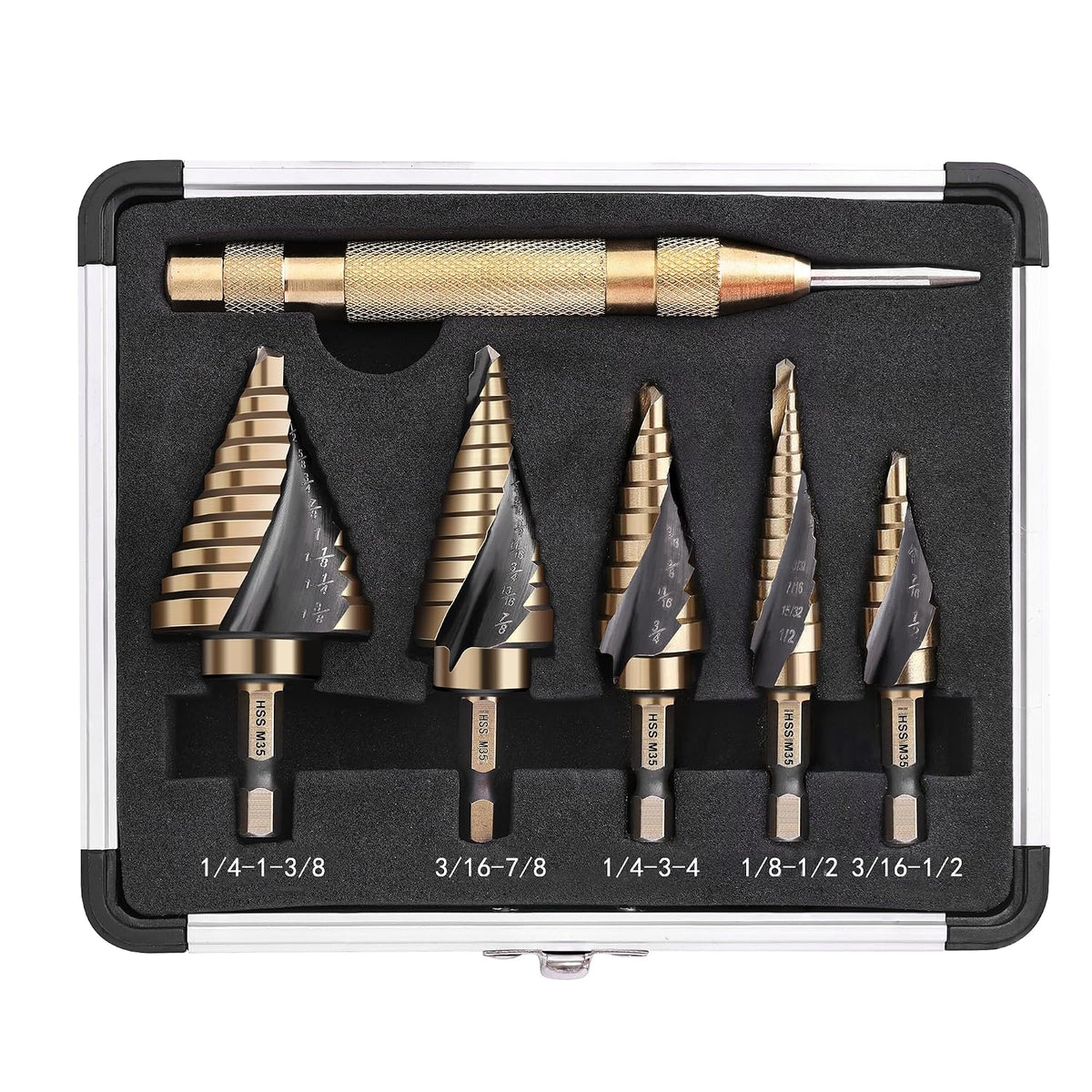 Hex Shank Cobalt Step Drill Bit Set