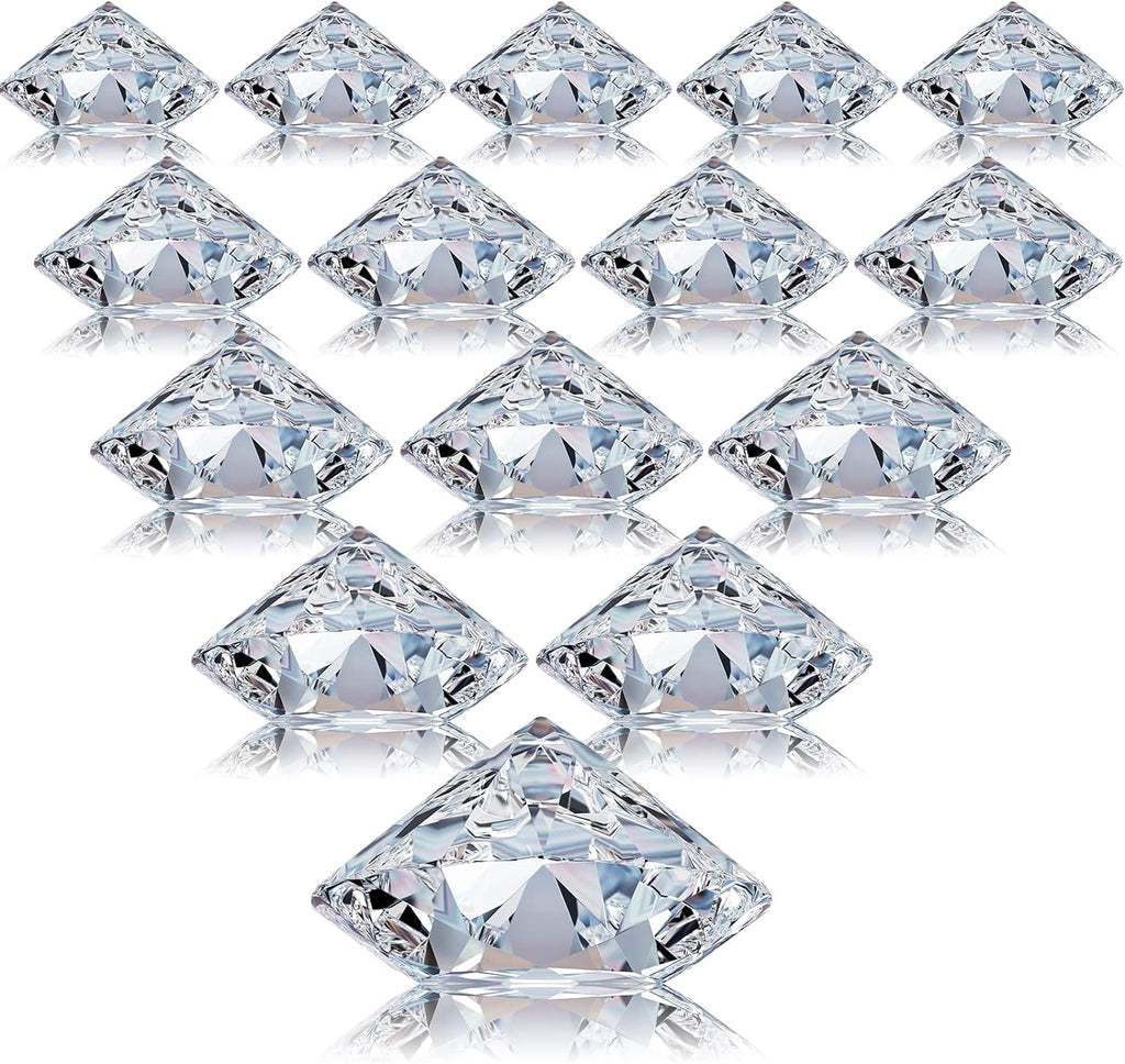 24 Pack Diamond Place Card Holders, Clear | Acrylic Table Number Holder, Crystal Diamond Card Stands Bulk, Party