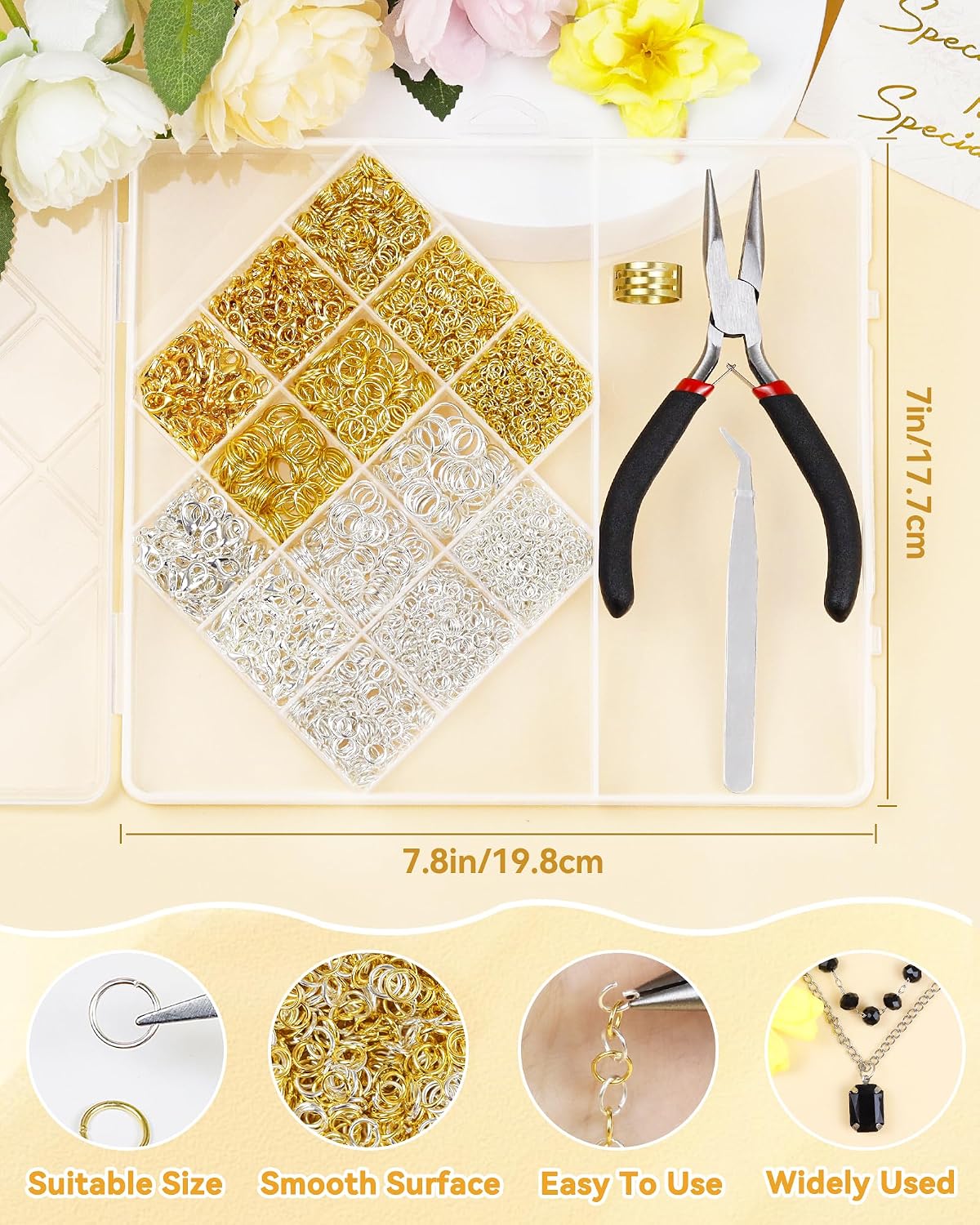 2400PCS Jump Rings Kit for Jewelry Making and Craft Supplies ﻿﻿ ﻿ | Gold/Silver Jump Rings,Lobster Clasps &