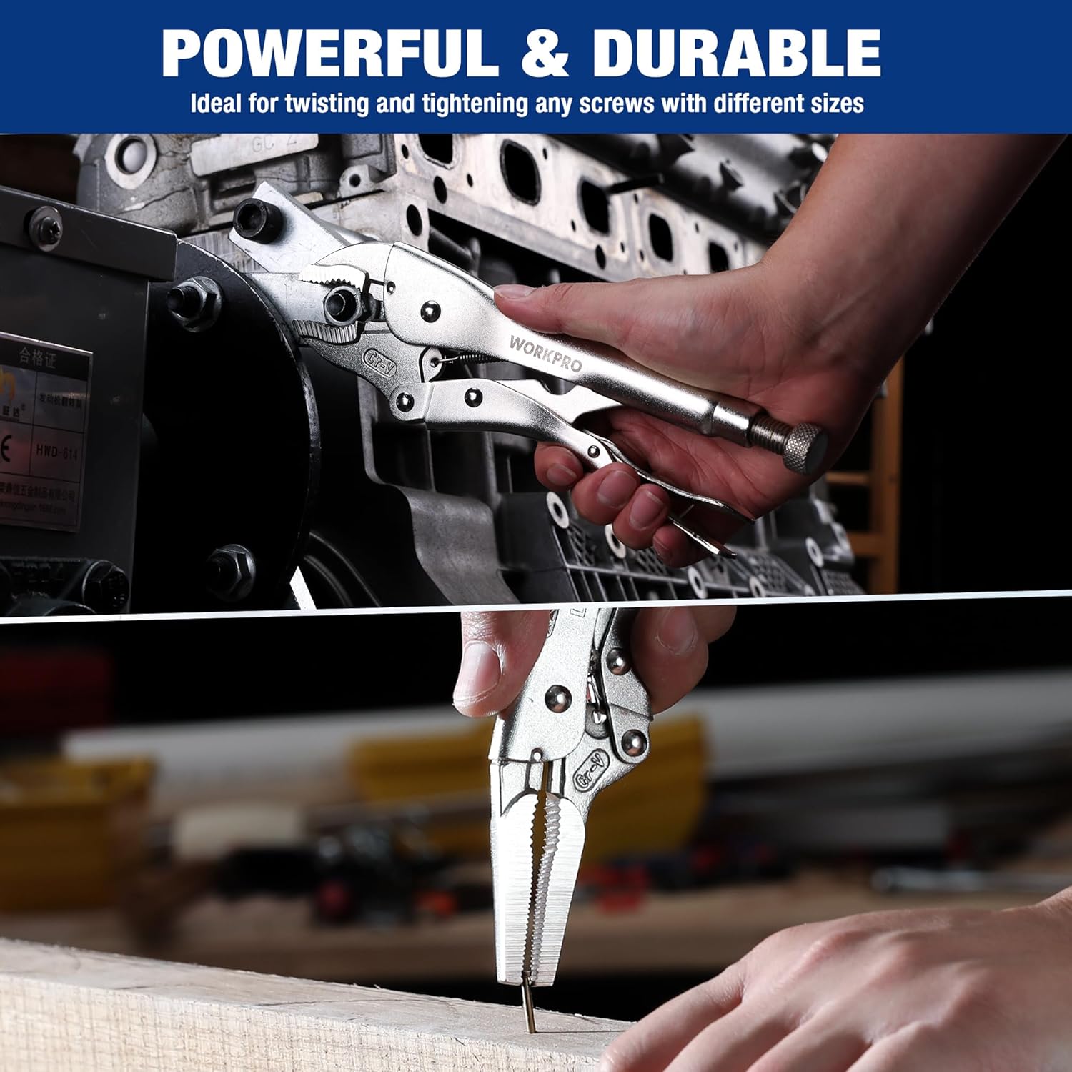 5-Piece Locking Pliers Set, Pliers Tool Set, Vice Grips with Chrome-vanadium Steel, 5/7/10 inch Curved Jaw Pliers