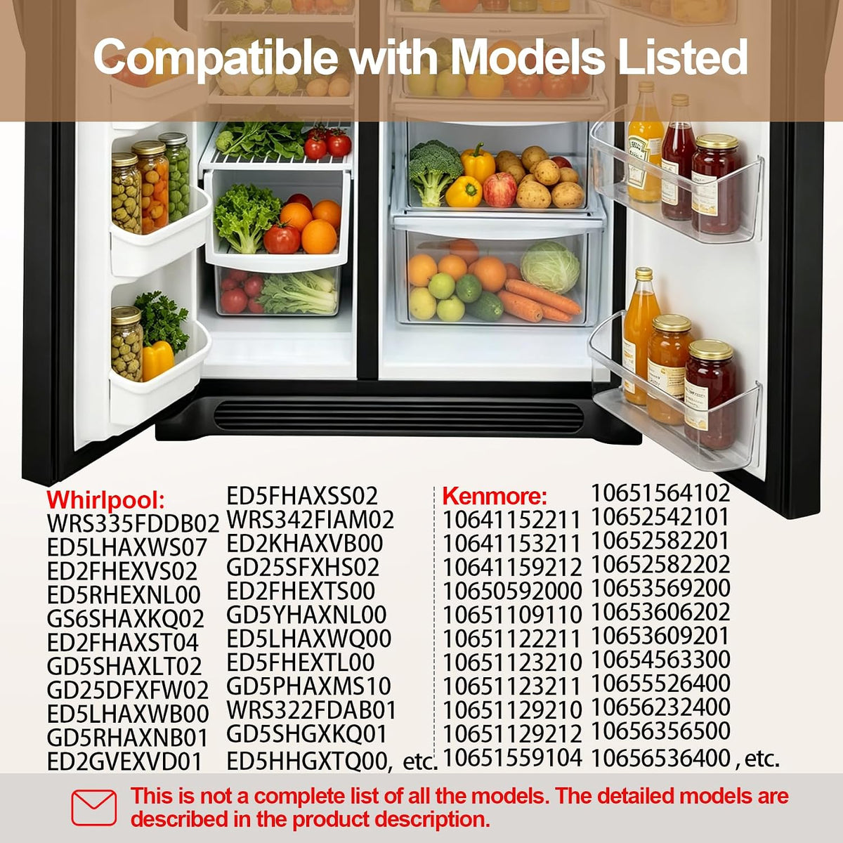 WRS335FDDB02 ED5LHAXWS07 Crisper Drawer (Upper) for Whirl-pool Refrigerator