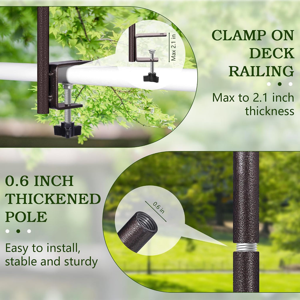Deck Bird Feeder Pole with Bird Bath, Two Adjustable Branches