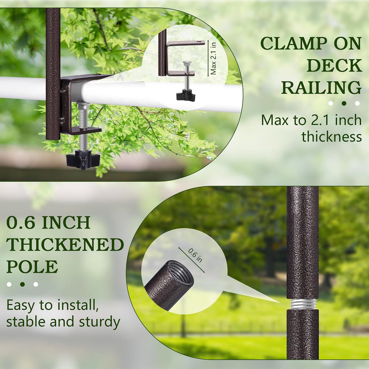 Deck Bird Feeder Pole with Bird Bath, Two Adjustable Branches
