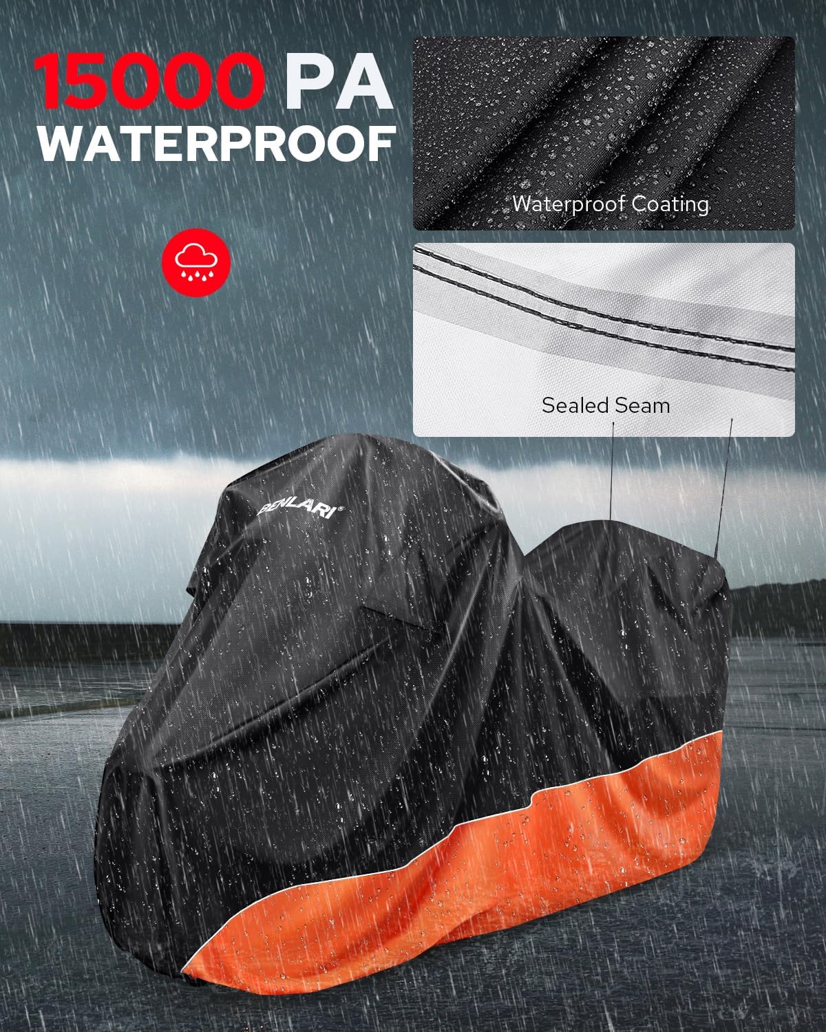 Waterproof Motorcycle Cover with Side Top Box Compatible with Harley Davidson Touring Ultra Limited Street Glide Road