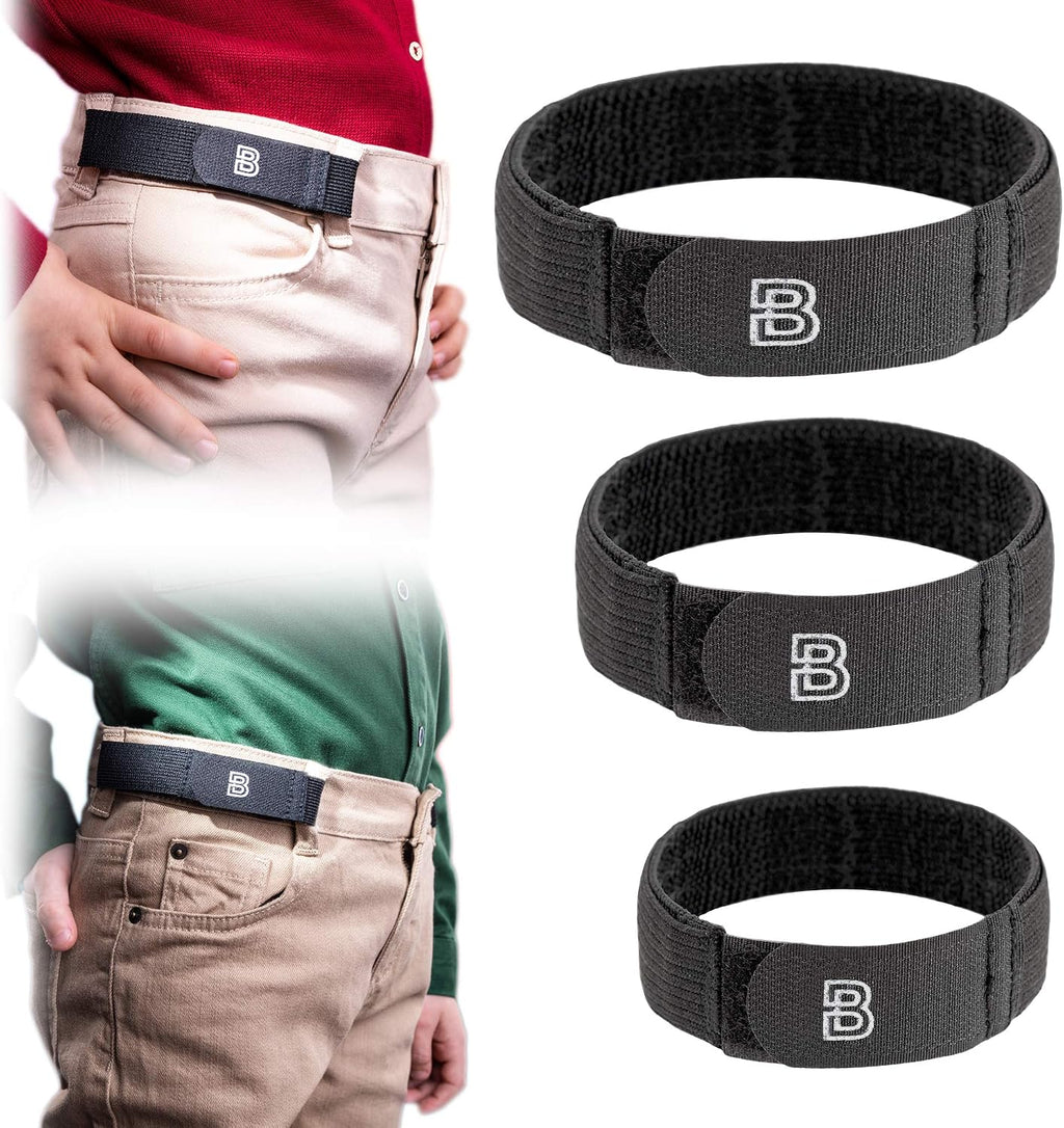 For Kids No Buckle Elastic Belt — 3 Pack (S, M, L) — Fits 1 Inch Belt Loops, Comfortable and Easy To Use