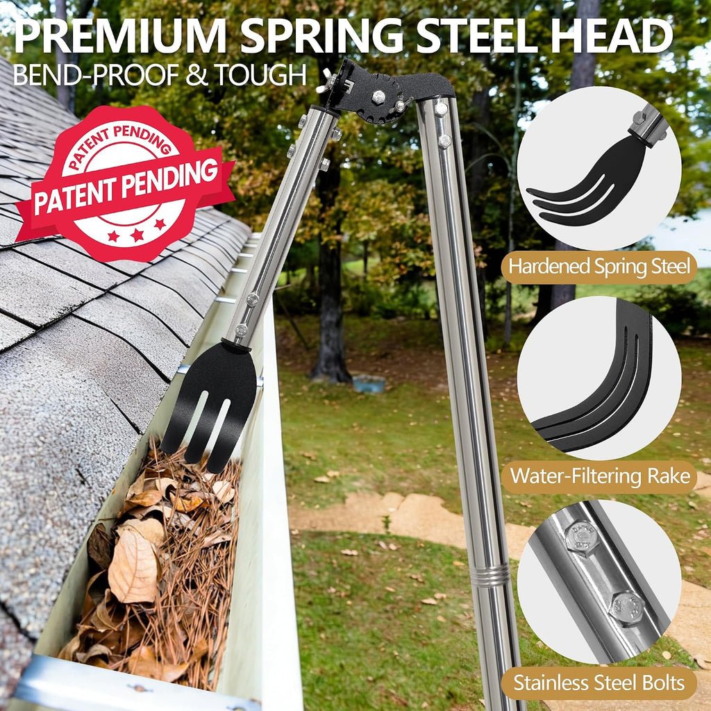 12FT Gutter Cleaning Tools from the Ground with Dual-Axis Adjustment