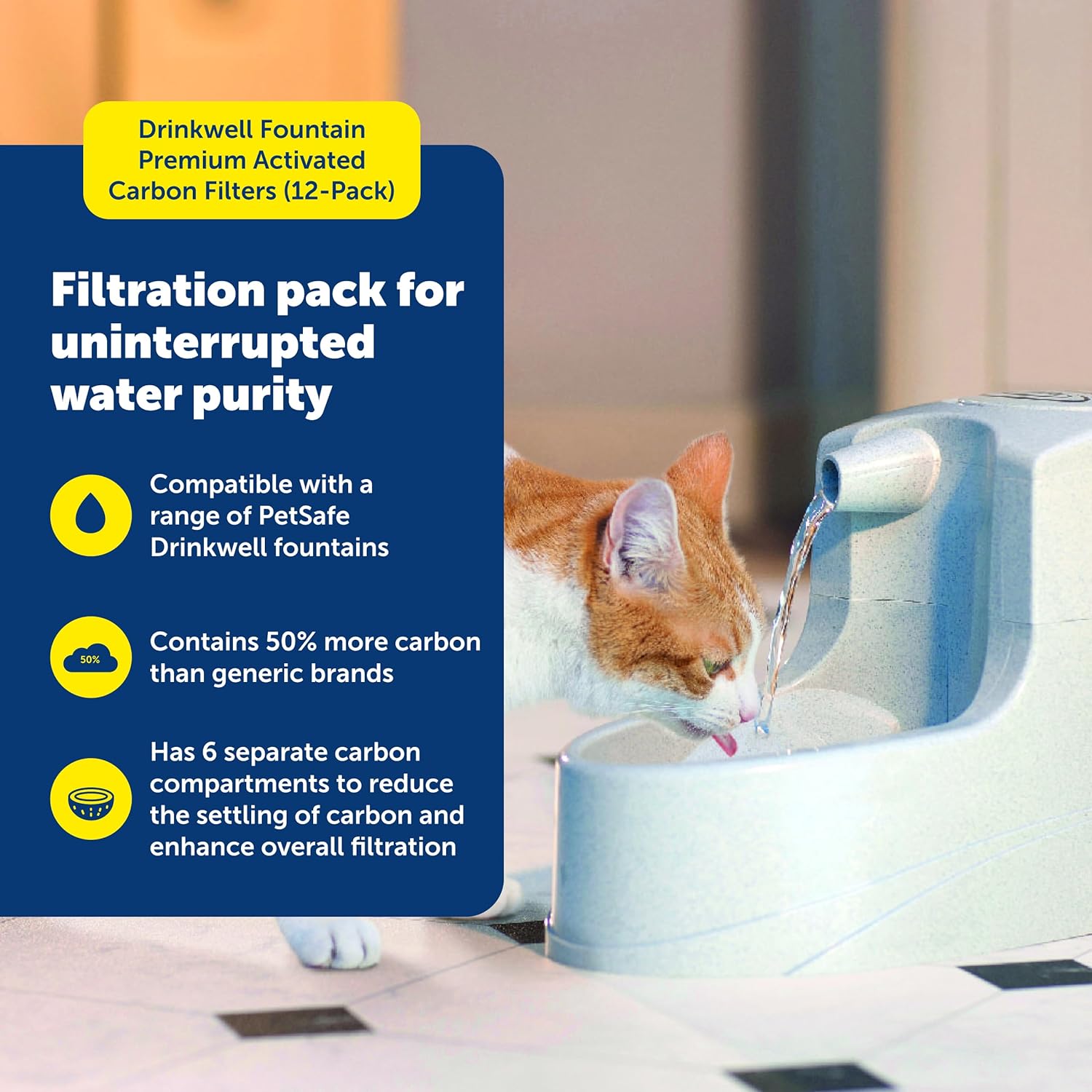 Drinkwell Premium Replacement Carbon Filters, Dog and Cat Water Fountain Filters, Pack of 12