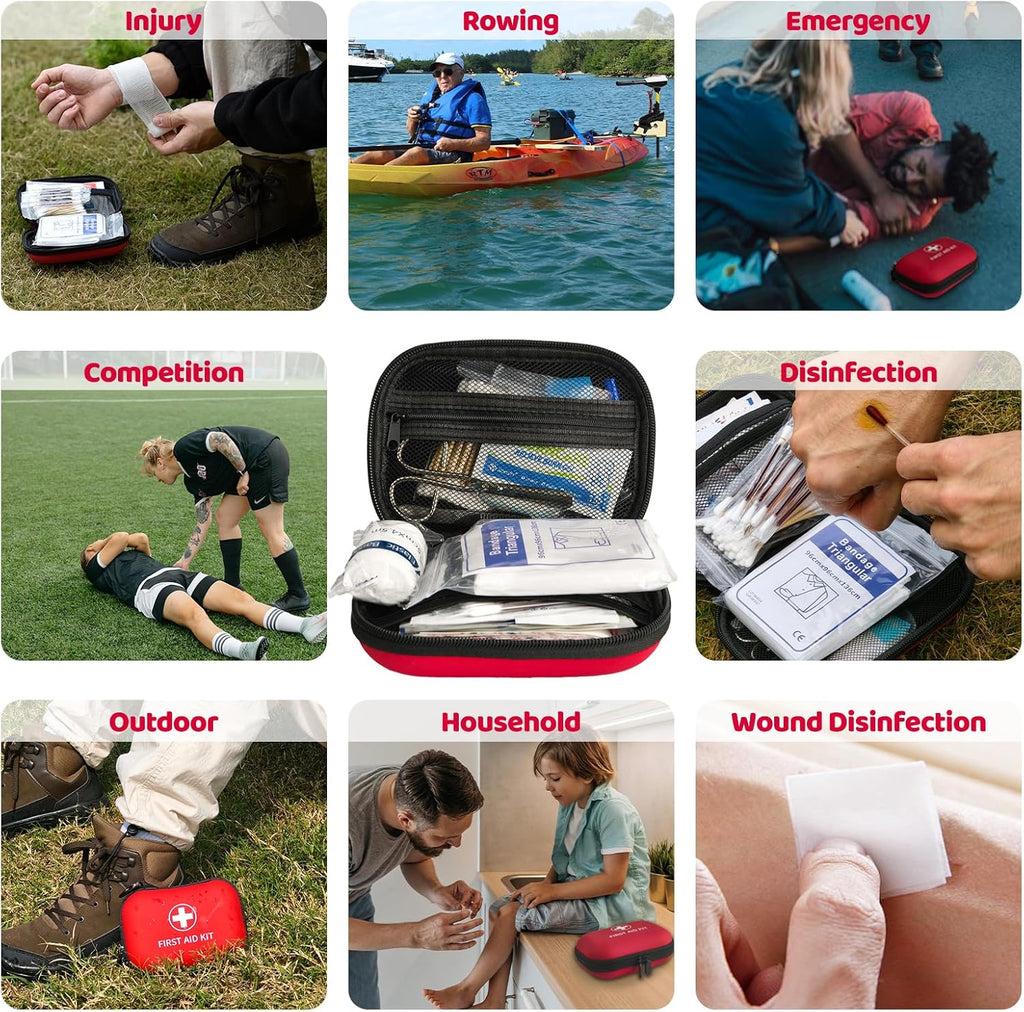 138 Pcs Mini First Aid Kit Travel Size, TSA Approved Small First Aid Kit for Car, Hiking & Home, Compact Travel