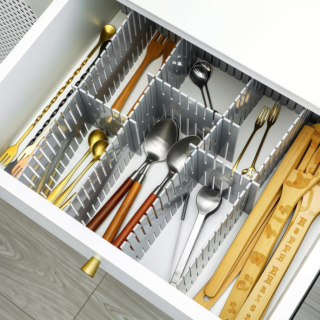 15 Pcs 5.12 Tall Drawer Divider Adjustable Drawer Organizer DIY Ultra Deep Storage Organizer Separator with Fixed