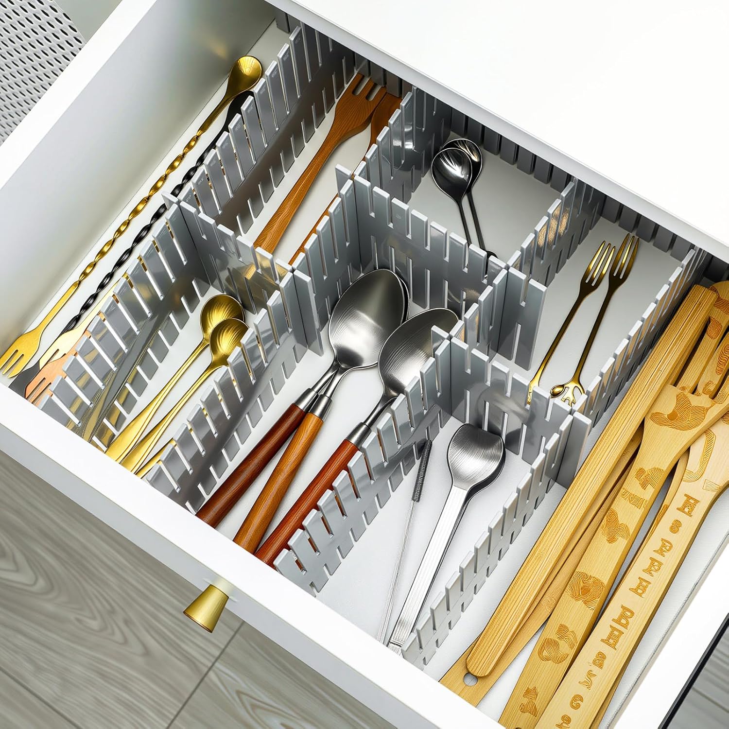 15 Pcs 5.12 Tall Drawer Divider Adjustable Drawer Organizer DIY Ultra Deep Storage Organizer Separator with Fixed