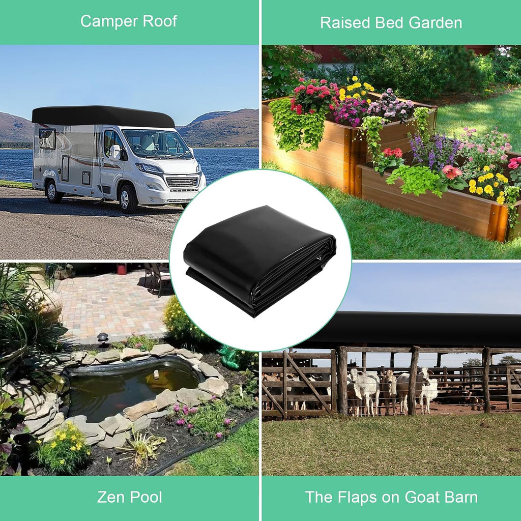 20 Mil HDPE Pond Liner, 12 x 12 FT Flexible Water Garden Liner