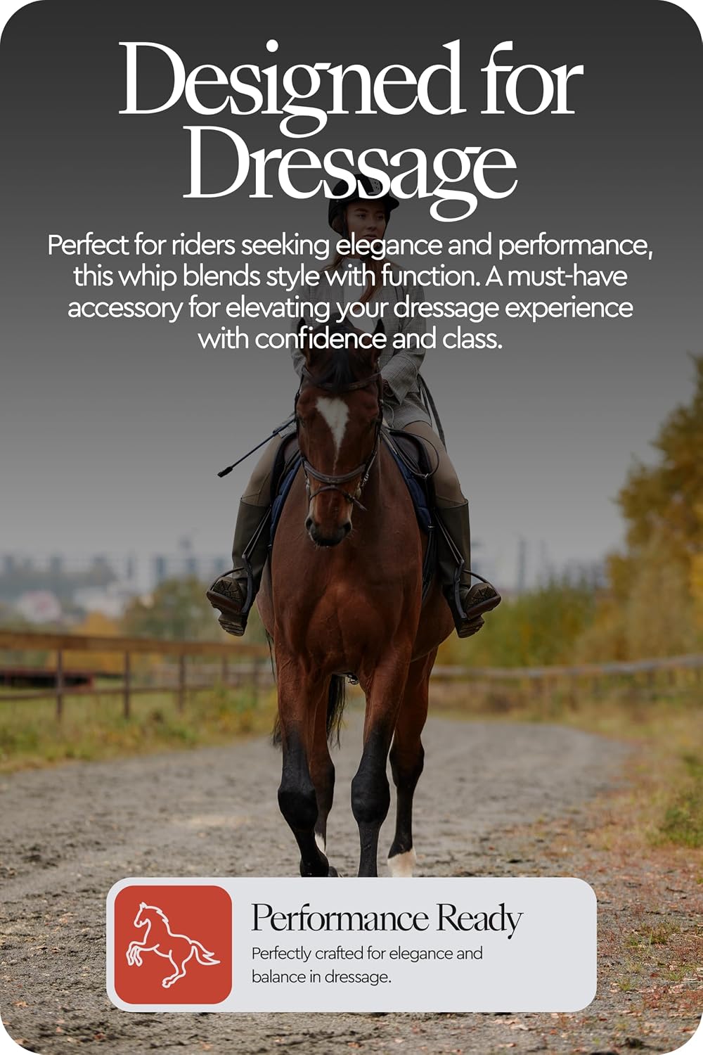 Lightweight Dressage Whip with Bling and Leather Grip Handle