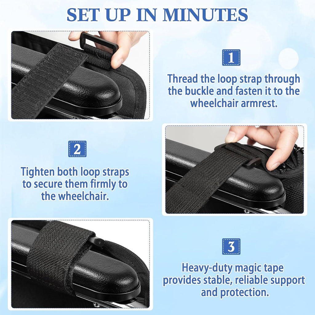 Wheelchair Side Bag with Cup Holder Reflective Strip Multi Pockets, Wheelchair Armrest Storage Pouch Pen Loop