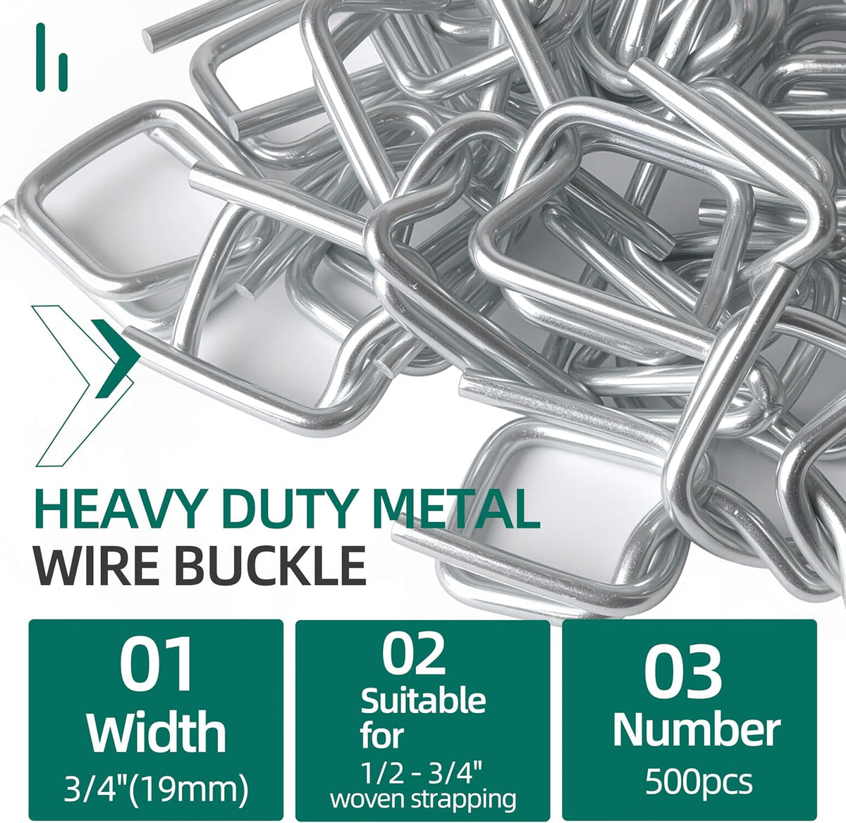 3/4" Metal Wire Buckle for Woven Cord Strapping