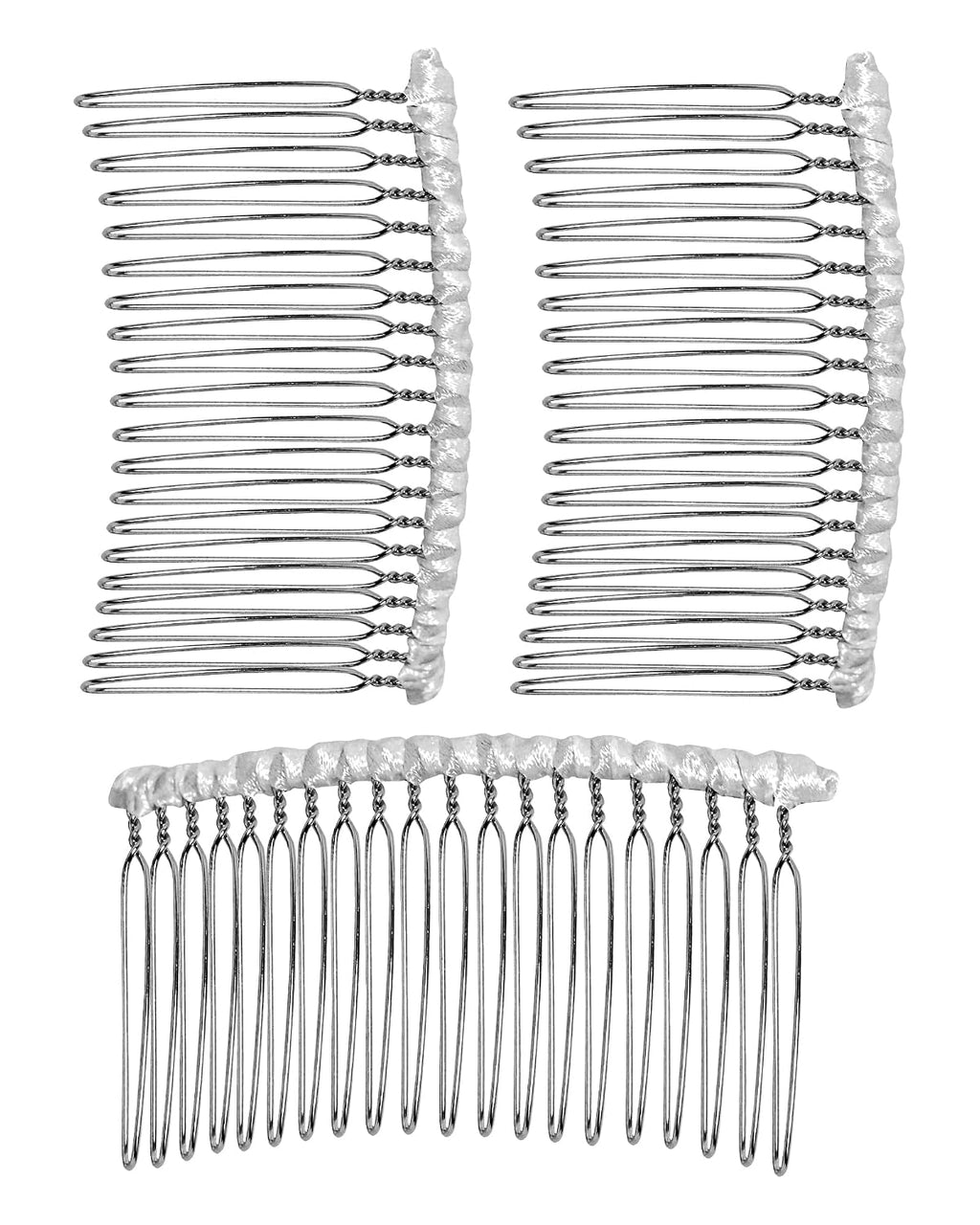 20 Teeth Ribbon-wrapped Veil Combs, 1.8" Extra Long Teeth Bridal Hair Comb for Long Wedding Veils, Sturdy Metal Wire