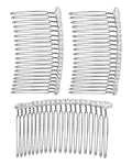 20 Teeth Ribbon-wrapped Veil Combs, 1.8" Extra Long Teeth Bridal Hair Comb for Long Wedding Veils, Sturdy Metal Wire