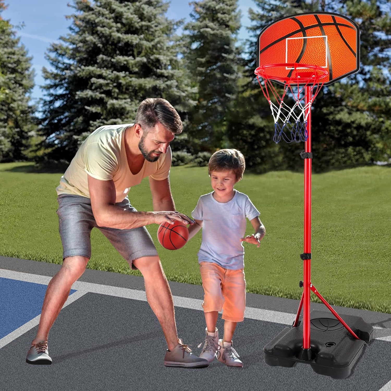 Kids Basketball Hoop for 3 4 5 6 Year Old Stand Adjustable Height 3.5ft-5.3ft Toddler Boy Basketball Hoop Indoor Mini