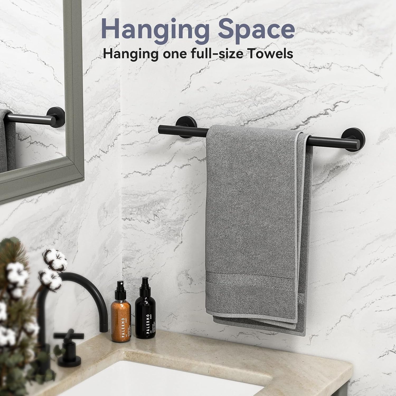 Bathroom Hardware Set, 18 Inch Matte Black Towel Bar Set, 4-Piece | Wall Mounted Bathroom Accessories, Towel Racks