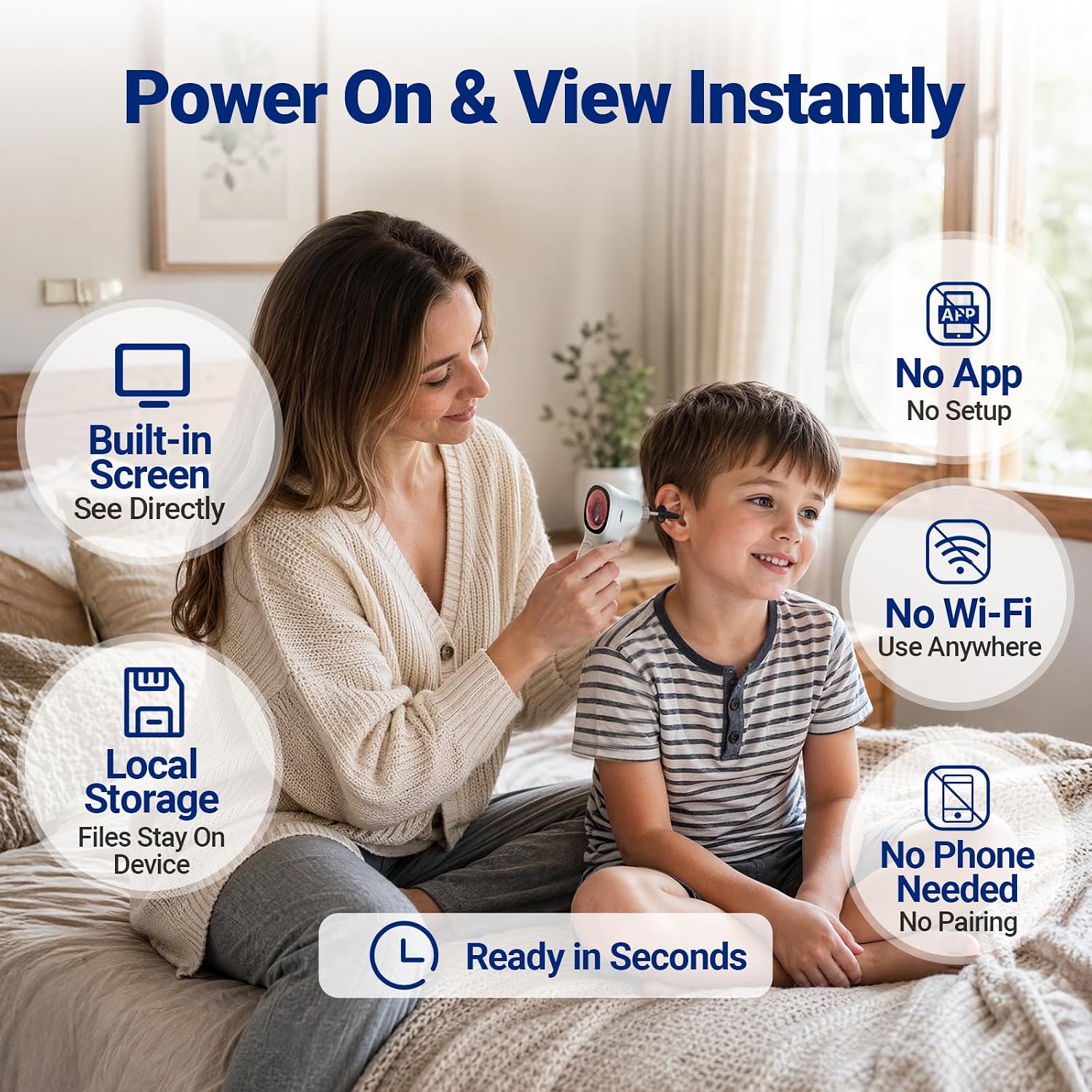 Otoscope with Light, No App Needed, HD Screen, Ear Scope Camera for Family