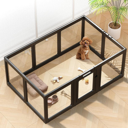 Clear Acrylic Dog Playpen Indoor, Puppy Cat Small Pet Play Pen, Pet Cat Playpen for Rabbits, Dog Fence Crate Kennel