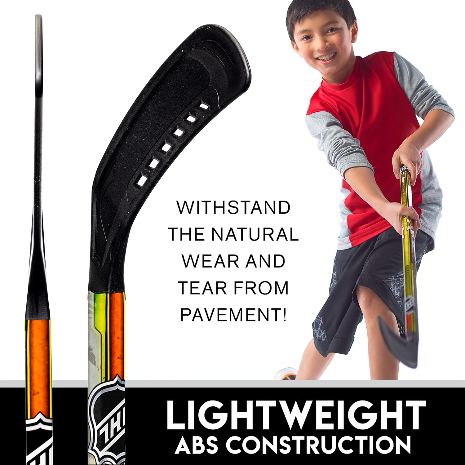 Franklin Sports NHL Kids Street Hockey Stick Set - Includes (2) Youth Street Hockey Sticks + (1) Outdoor Roller
