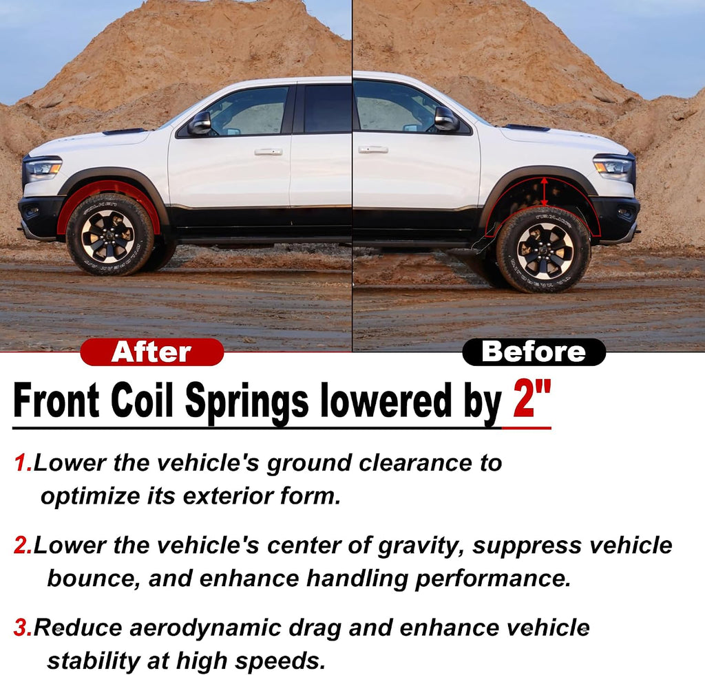 2" Front Drop Coil Spring Lowering Kit for 1999-2007 Chevy Silverado/GMC Sierra 1500 (2WD V8 Only),Drop Coils Spring Kit-Red