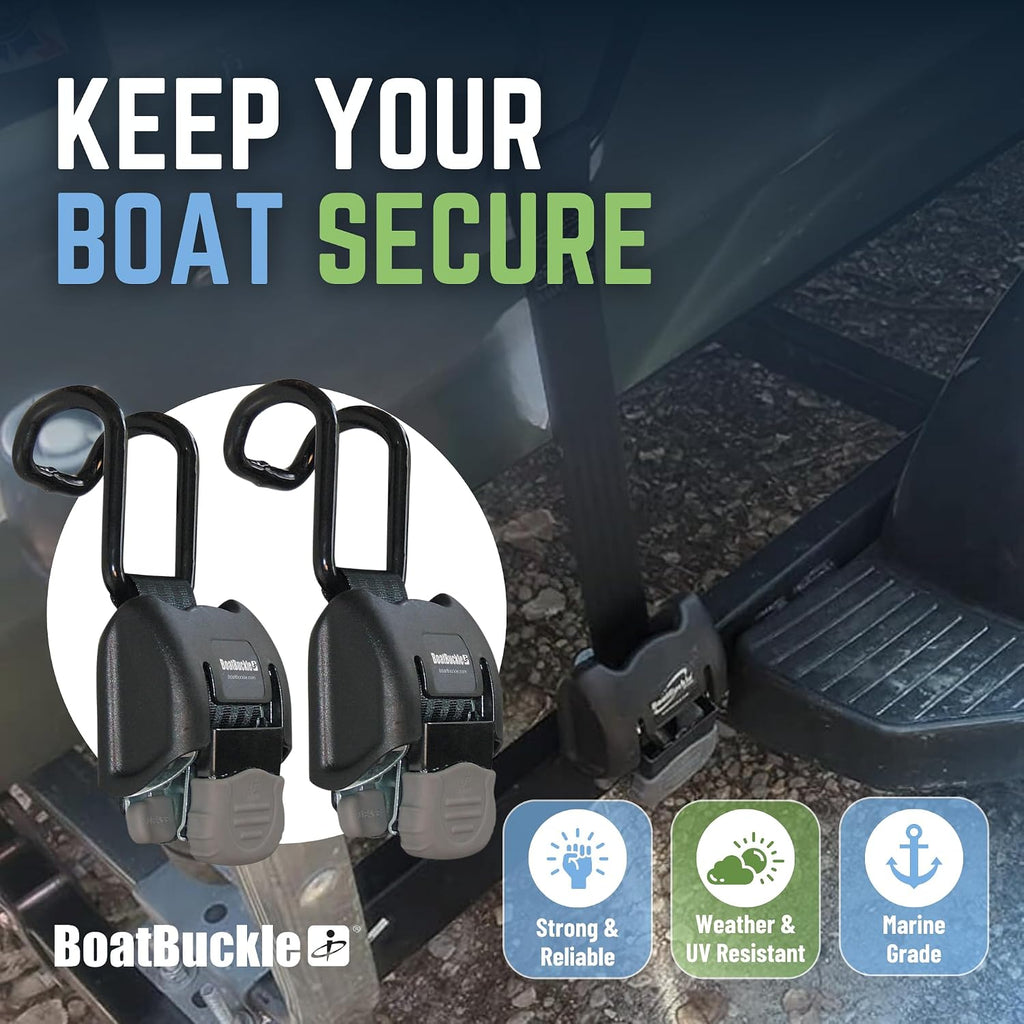 BoatBuckle F14221EC G2 Gunwale Retractable Boat Tie Down, 2 x 38 in, 2-Pack