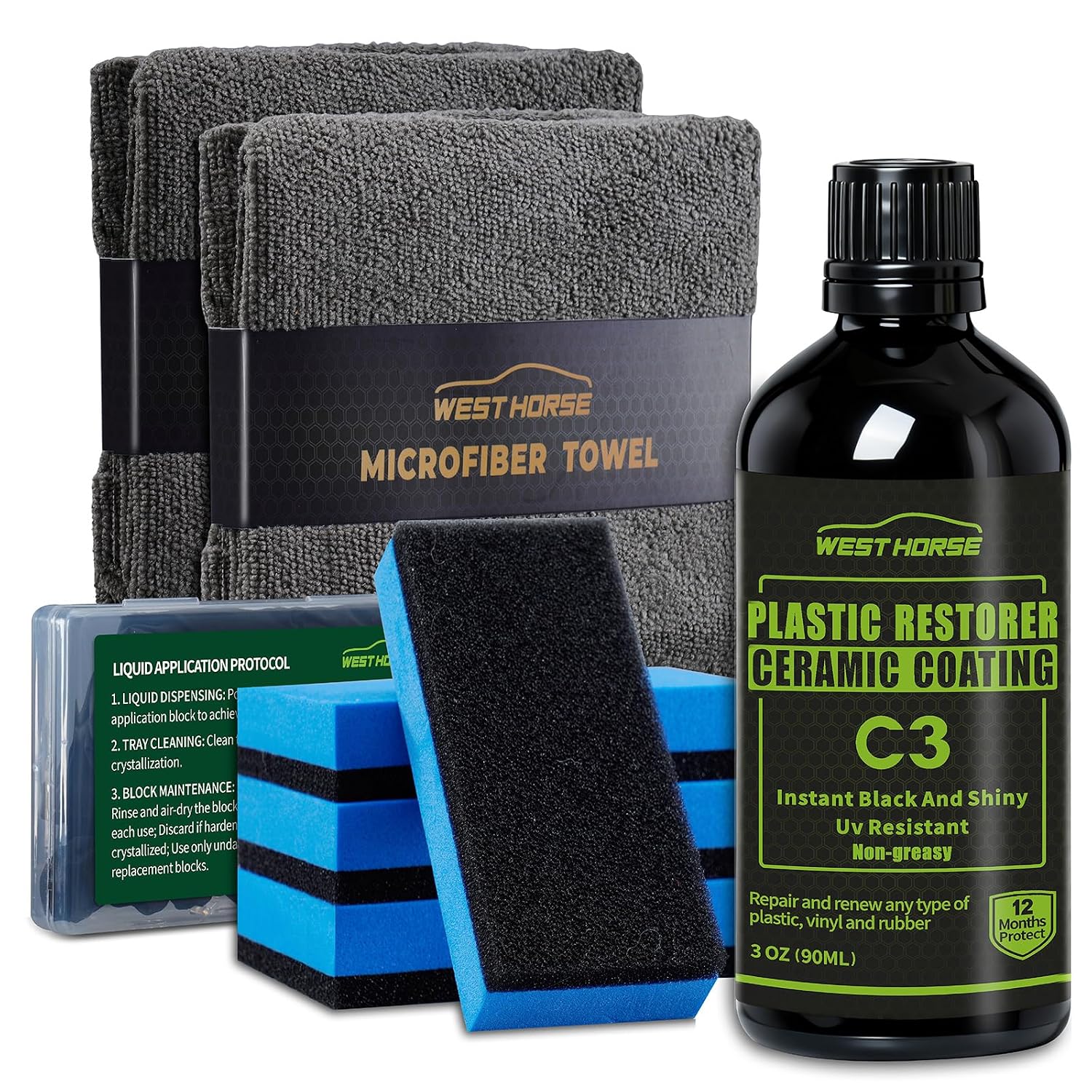 90ml Ceramic Plastic Restorer Car Trim Restorer Kit | 12-Month UV Protection, 3 fl oz, Professional Grade