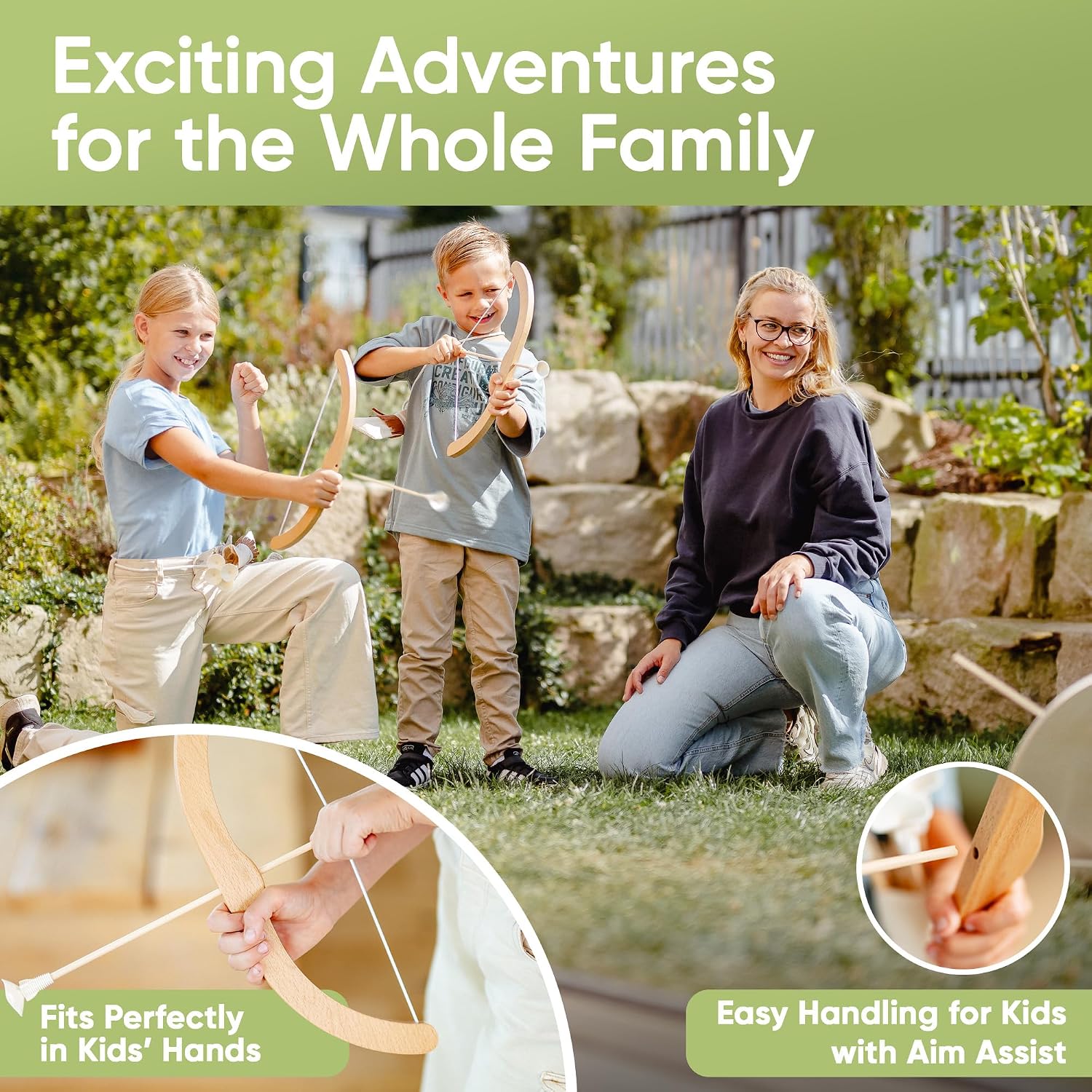 Kids Bow and Arrow Set | Wooden Archery Toy for Boys & Girls Ages 3+, Bow and Arrow for Kids | Includes 6 Suction Cup