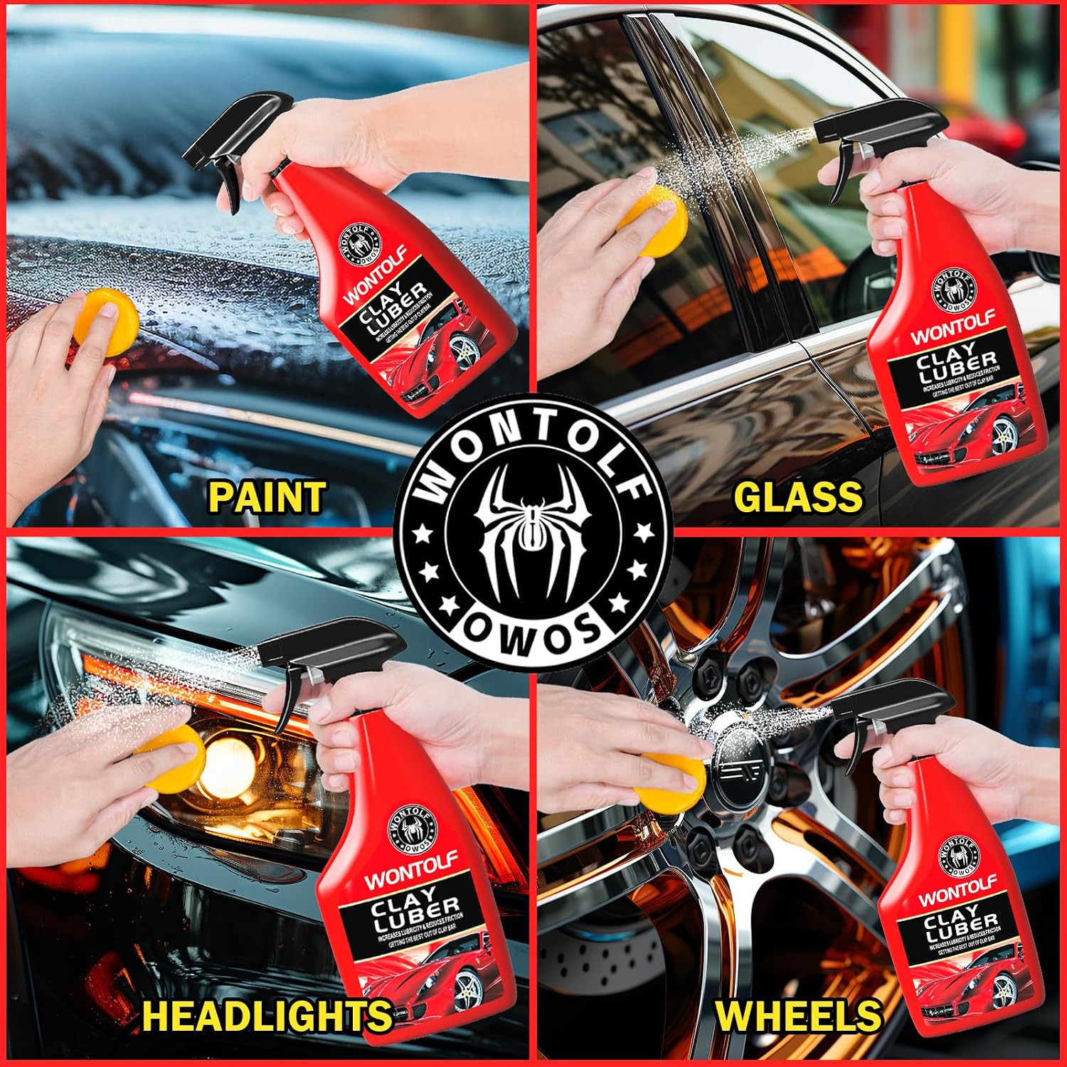 Heavy Duty Car Clay Bars Auto Detailing Clay Luber Synthetic Lubricant Kit, 4 Clay Bars, Clay Bar Lubricant Tablets