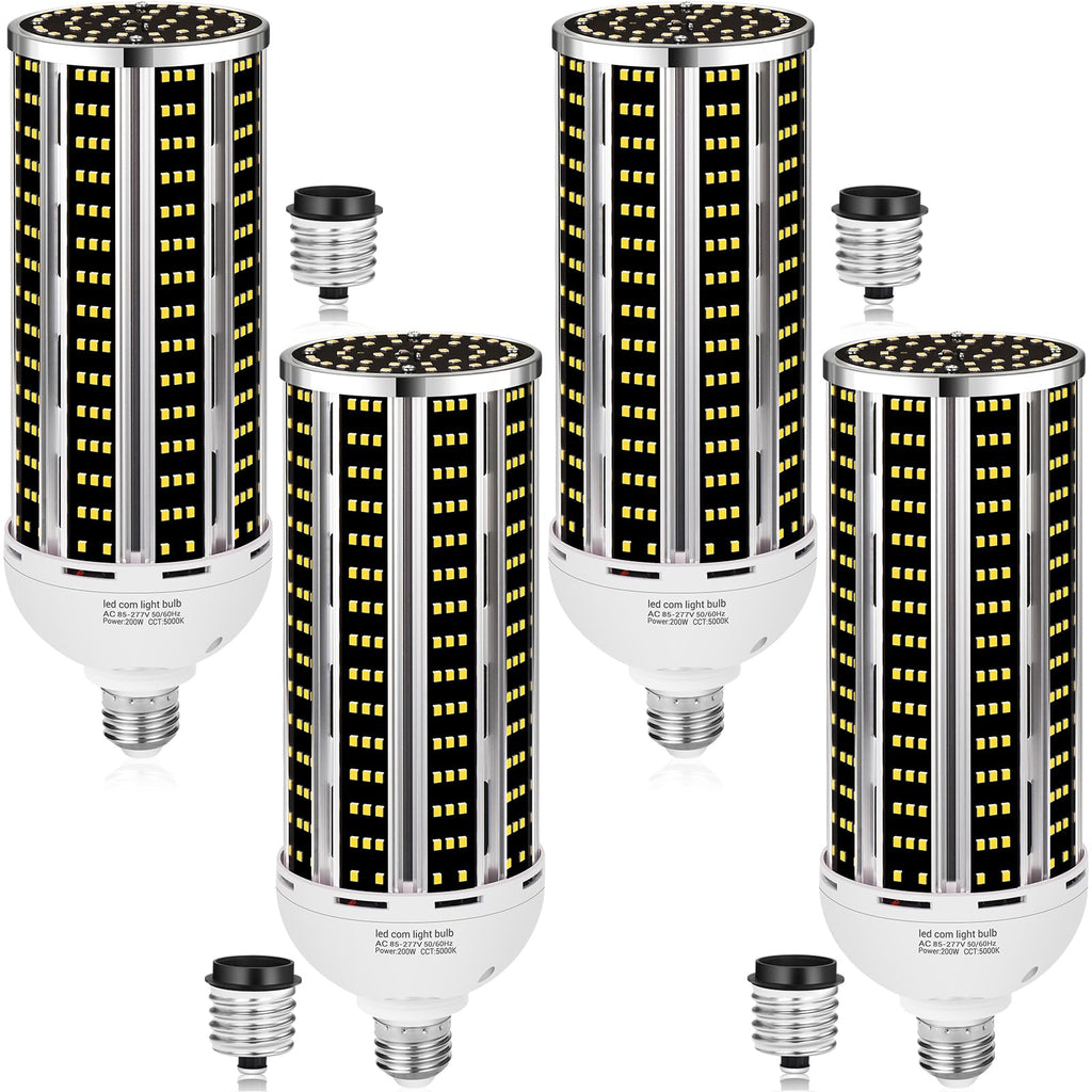 200W LED Corn Light Bulb 4 pack,(2000W Equivalent )Commercial Grade 30500LM DayLight 5000K E26/E39 Medium Mogul Base