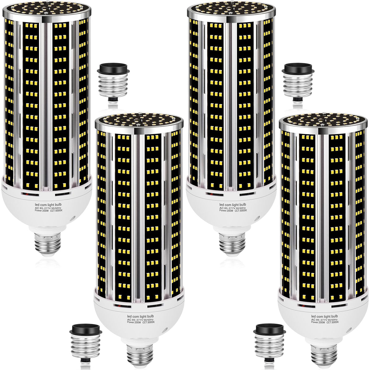 200W LED Corn Light Bulb 4 pack,(2000W Equivalent )Commercial Grade 30500LM DayLight 5000K E26/E39 Medium Mogul Base