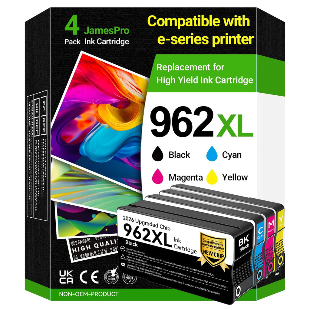 High Yield 962XL Ink Cartridges Combo Pack Replacement for HP 962, 4-Pack