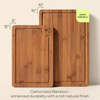 Wooden Cutting Boards for Kitchen Meal Prep & Serving - Bamboo Non Toxic Cutting Board Set with Deep Juice Groove