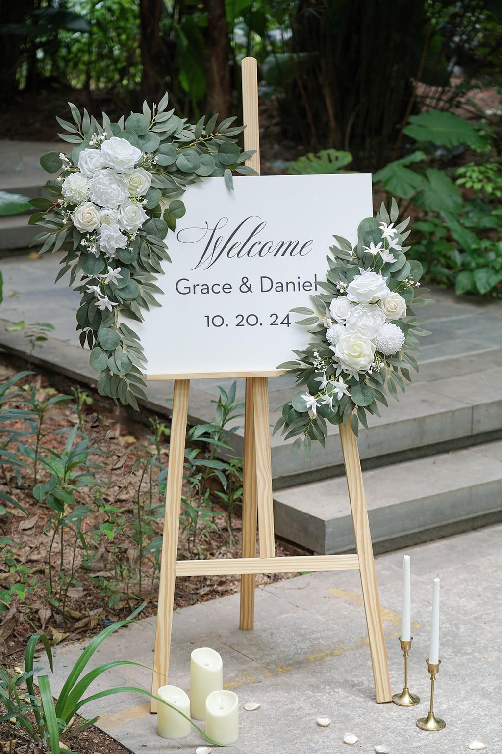 Artificial White Wedding Arch Flowers Set of 2