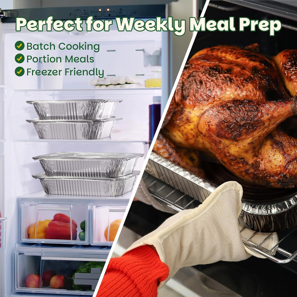 Aluminum Pans with Lids[24 Pack],Foil Pans with Lids 9x13[12pc] & 8x8[12pc]
