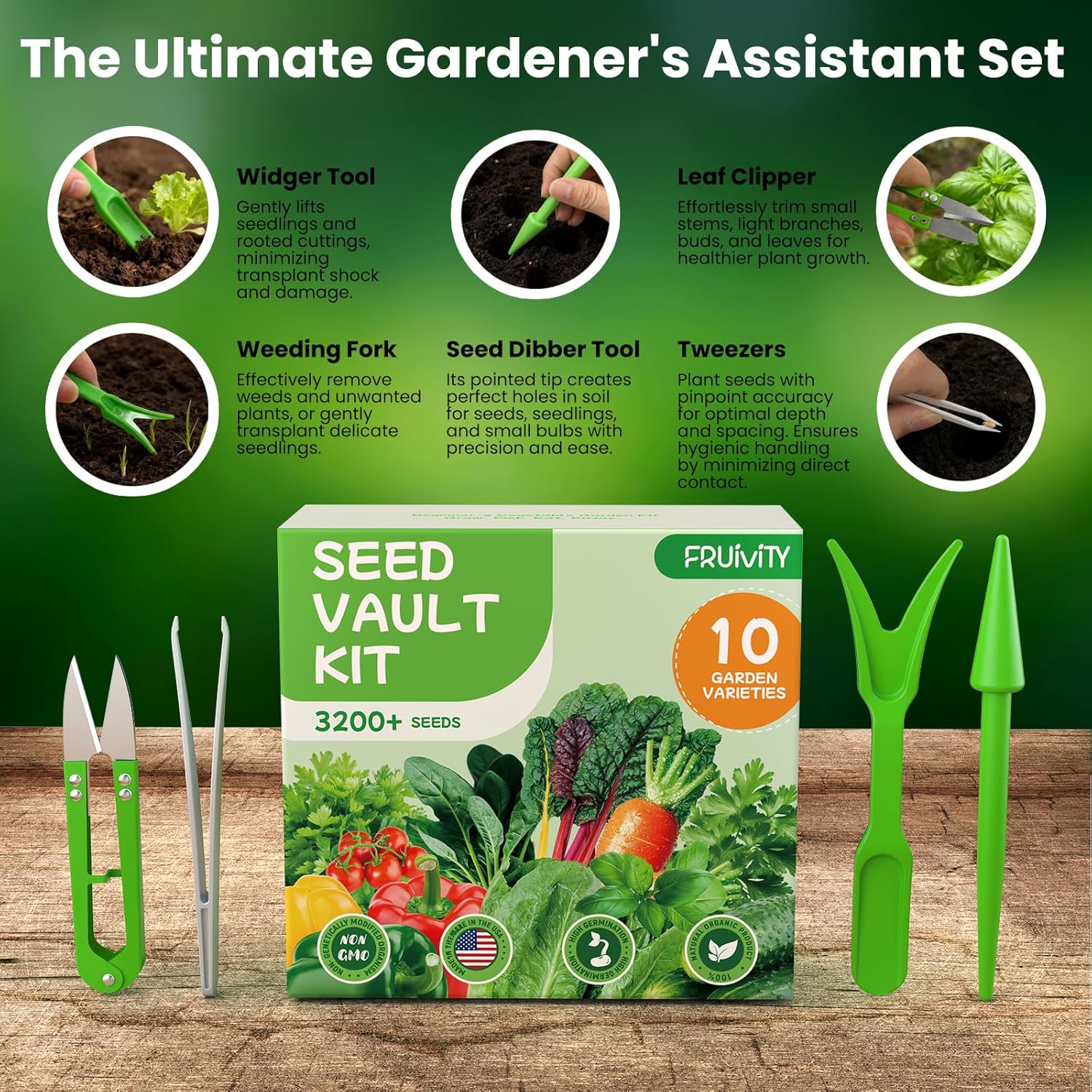 10 Heirloom Seeds Variety Pack - 3200+ Seeds for Planting Vegetables, Indoor Outdoor Garden Seed Starter Kit, Easter