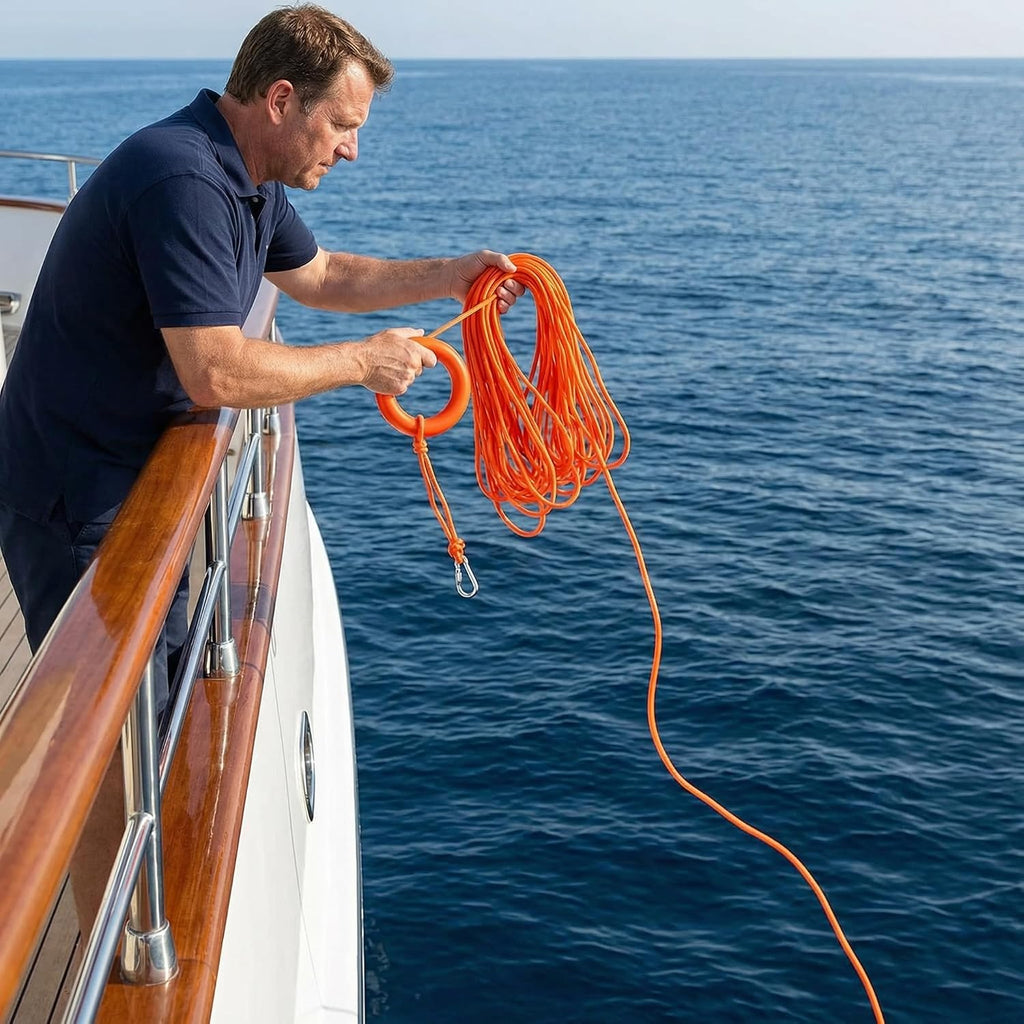 Professional Water Floating Lifesaving Throwing Rope 98.4FT | Outdoor Rescue Lifeguard Lifeline, With Bracelet/Hand Ring