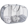 Mesh Popup Laundry Hamper 3 Compartment Sortable Horizontal Collapsible Laundry Basket for Clothes Laundry Room