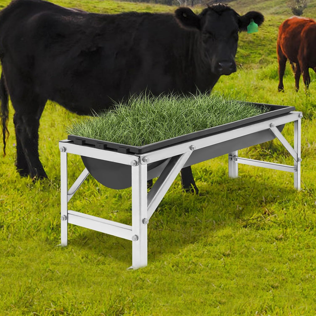 Goat Hay Feeder, 40'' Livestock Feeding Trough, 9 Gallon Large Capacity Horse Water Trough, Heavy Duty Sheep Hog Pig