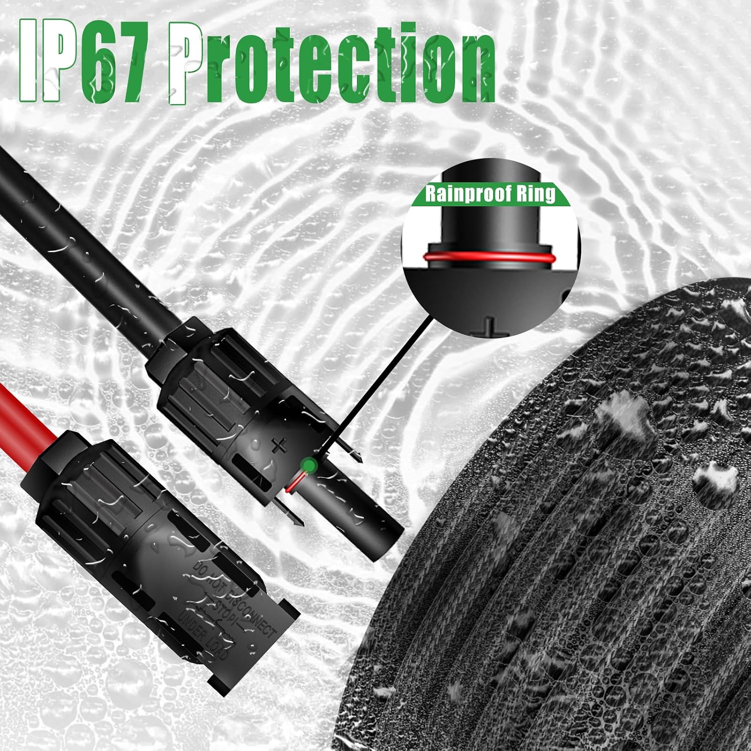 Twin Wire 30 Feet Solar Extension Cable 10AWG with -IP67- Female and Male Connector, Bonus Four Pairs of Free