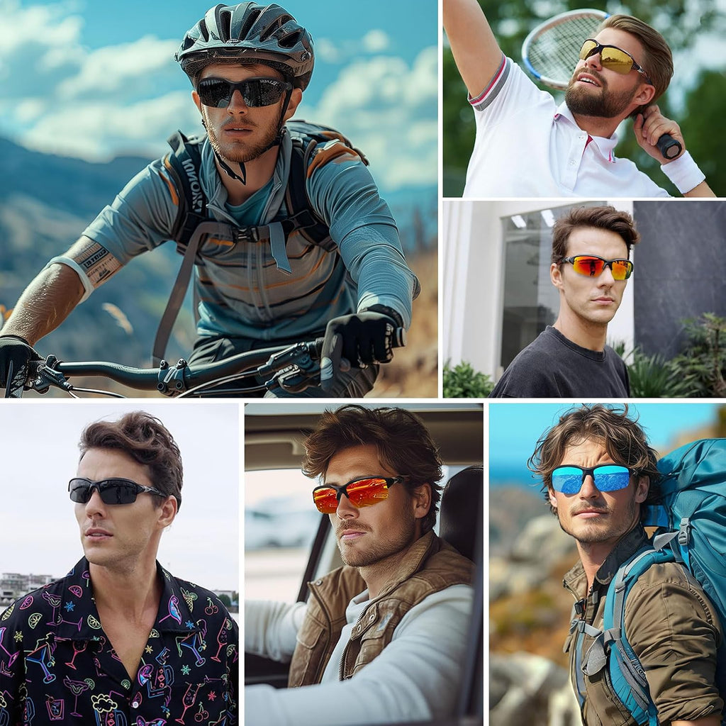 Polarized Sports Sunglasses for Men Women Wrap Around Half Frame Cycling Fishing Bike Running Sun Glasses UV