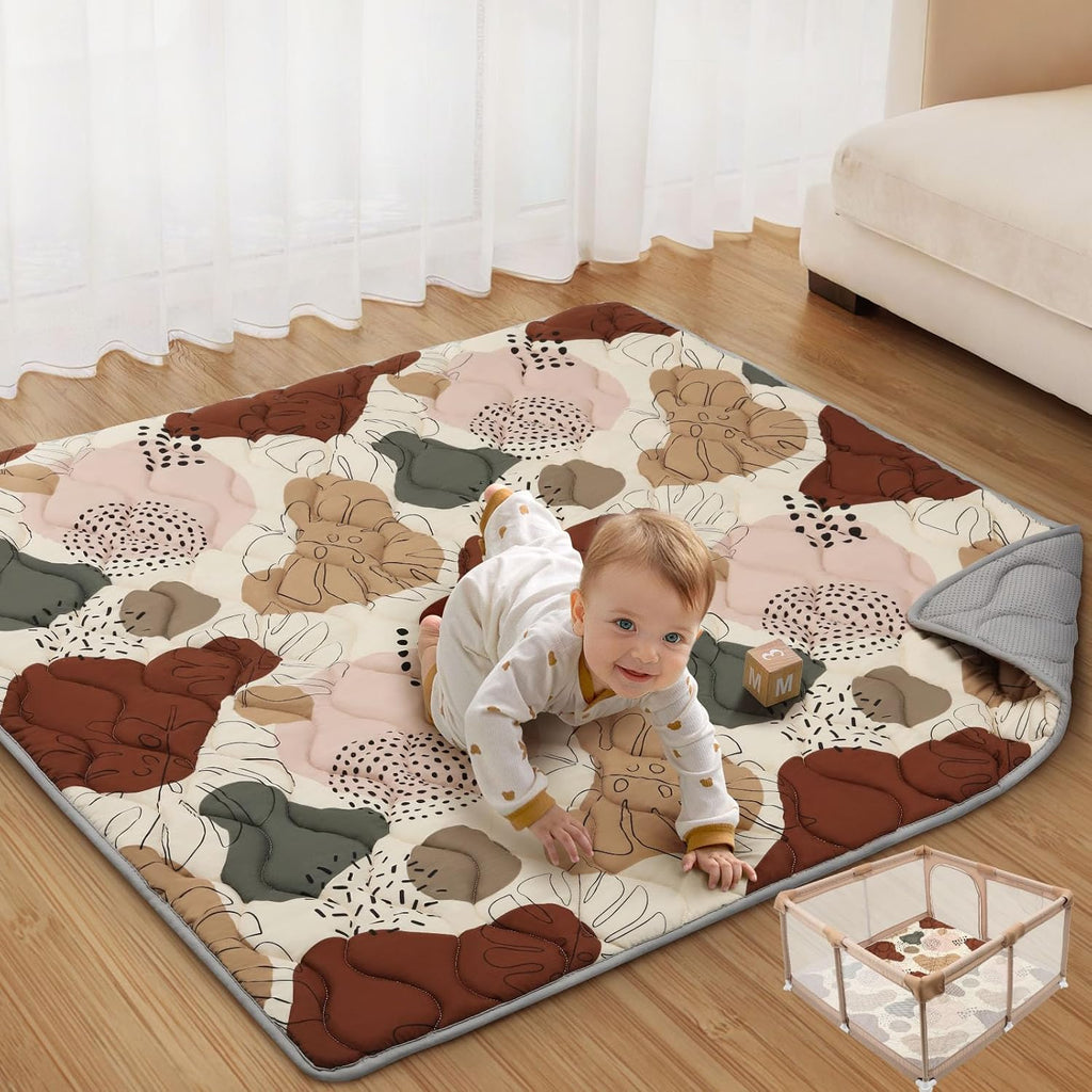 Baby Play Mats for Floor, 50x50 Crawling Mat for Playpen, Thicken Soft Padding Foam Playmats for Babies and Toddlers