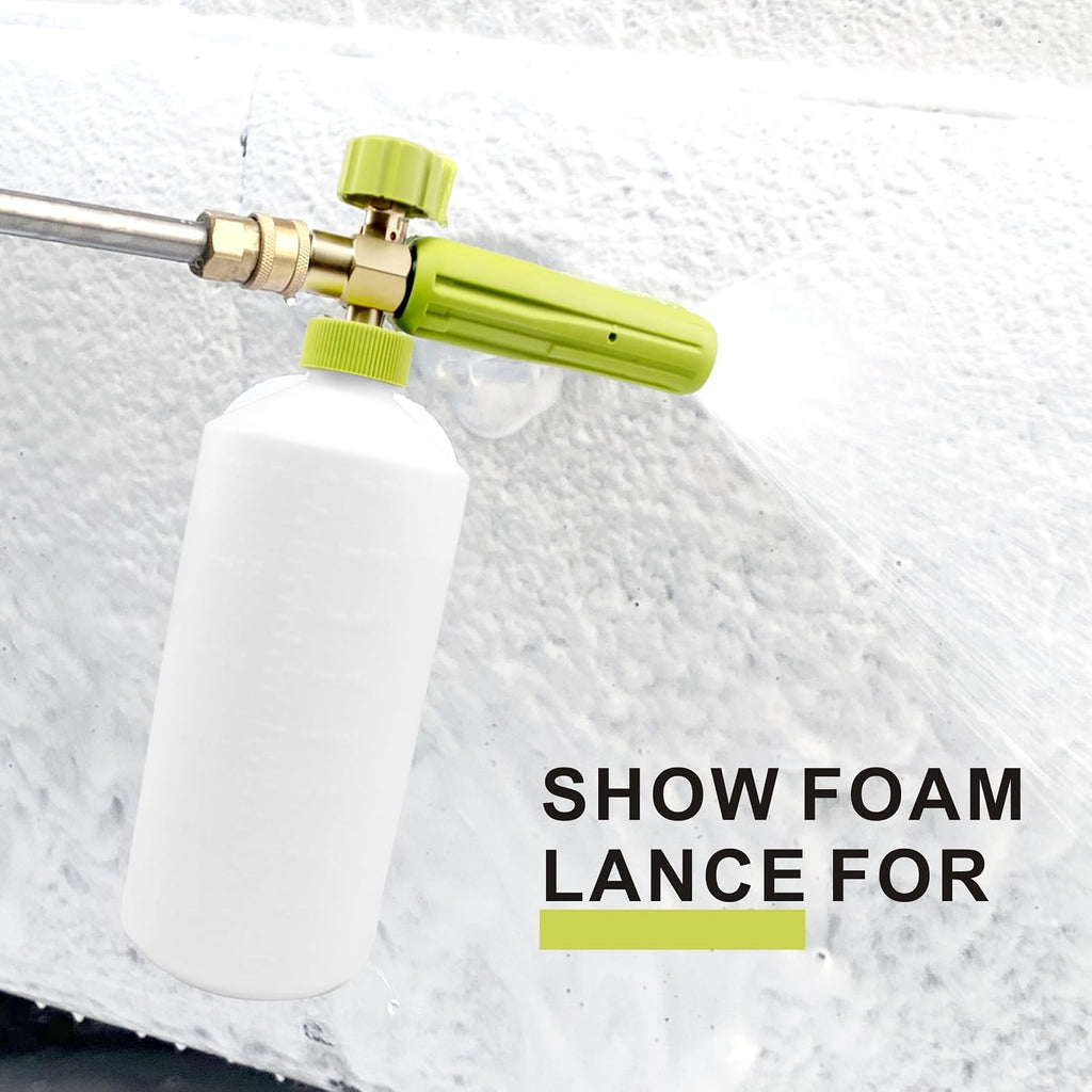 Foam Cannon 1 L Bottle Car Wash Snow Foam Lance with 1/4" Quick Connector Pressure Power Jet Washer Quick Release