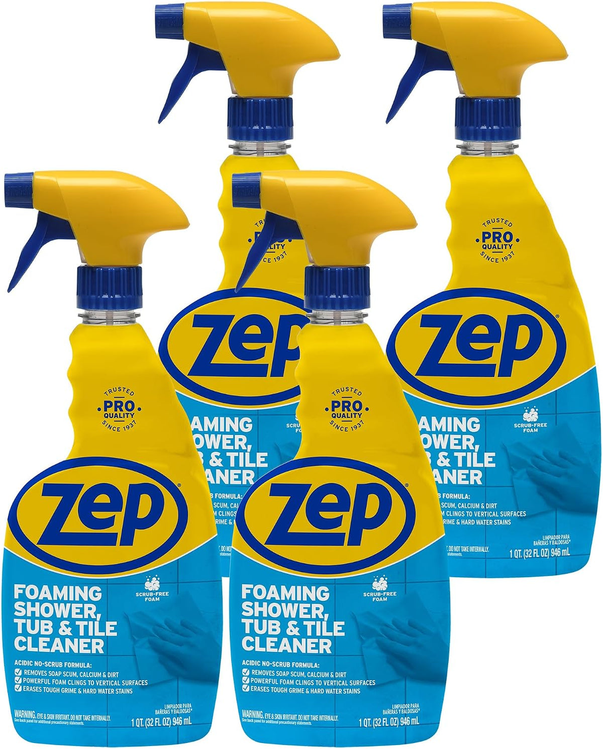 Foaming Shower Tub and Tile Cleaner, 32 Ounce, Case of 4