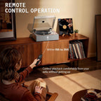 1 BY ONE Fully Automatic Record Player, All-in-One Vinyl Turntable | Automatic Repeat Function, Remote Control, Built
