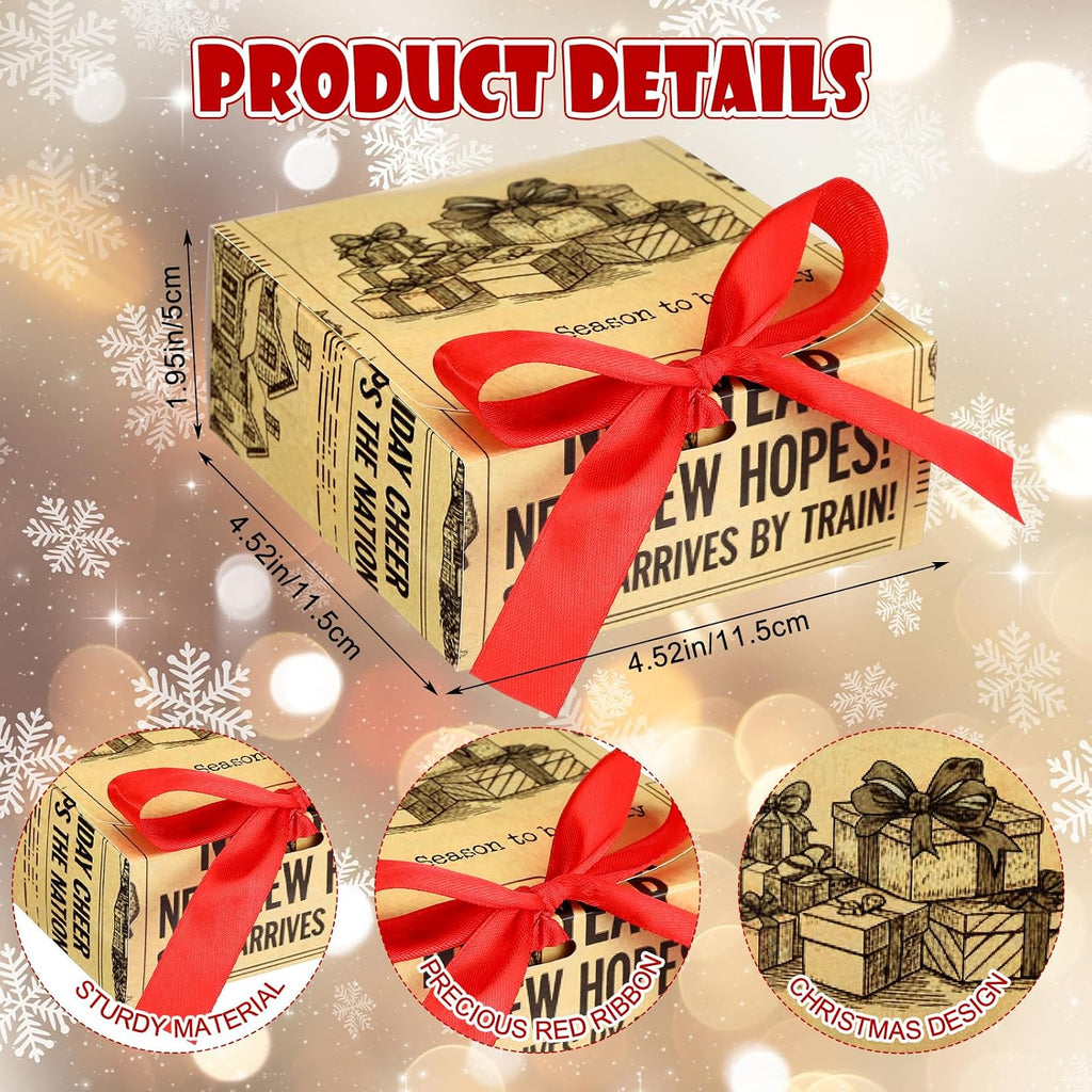 24 Pcs Vintage Small Christmas Gift Boxes with Lids 4.5x4.5x2