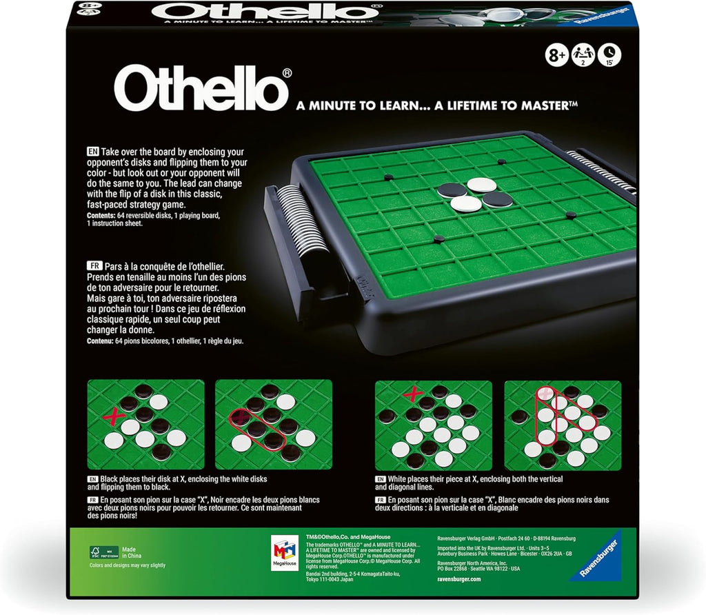 Ravensburger Othello - Classic Strategy Board Game for 2 Players - Easy to Learn, Hard to Master - Fast-Paced Family