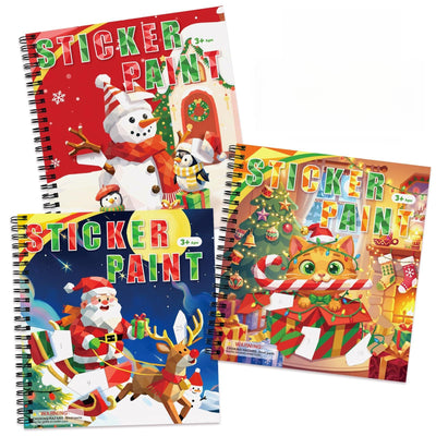 3Pcs Paint by Number Sticker Books for Kids 4-8, Christmas Crafts